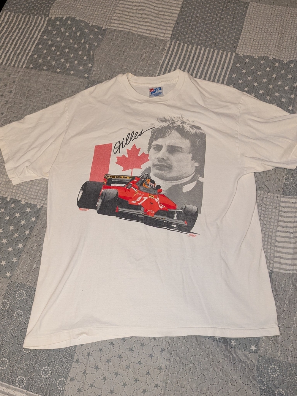 Vintage 90s Gilles Villeneuve F1 Racing Tee Hanes Beefy